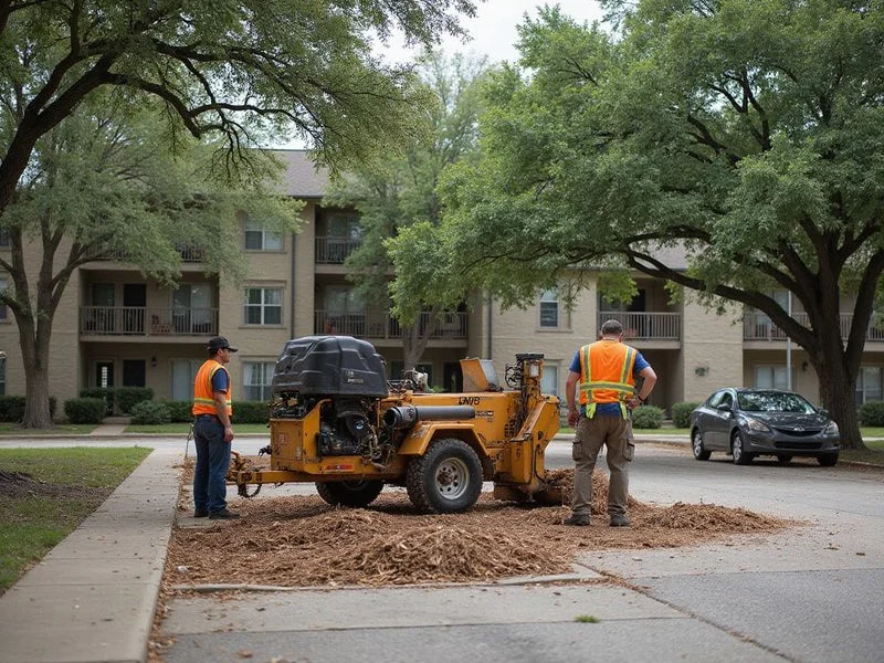 Commercial stump grinding at apartment complex