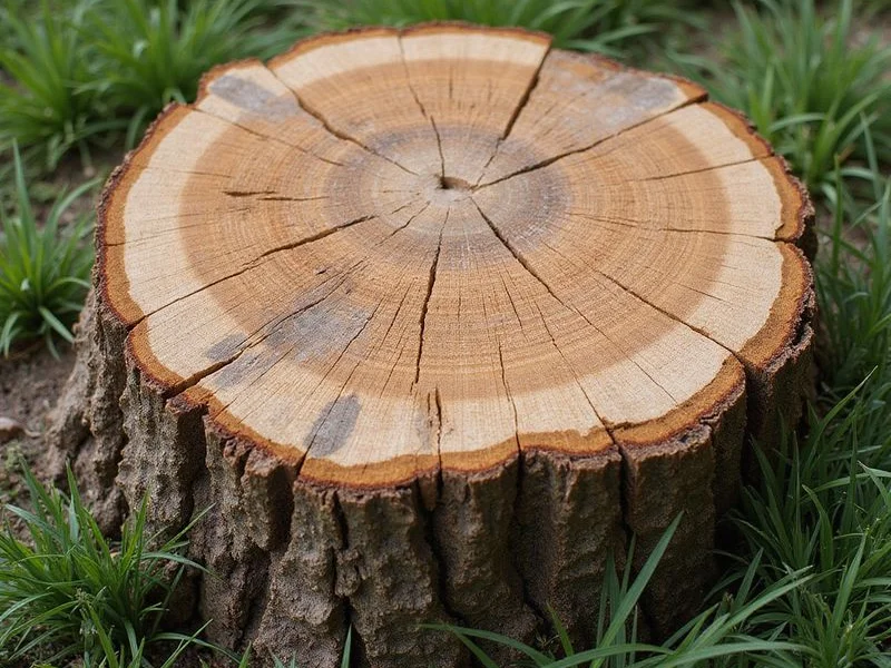 36-inch pecan tree stump before grinding