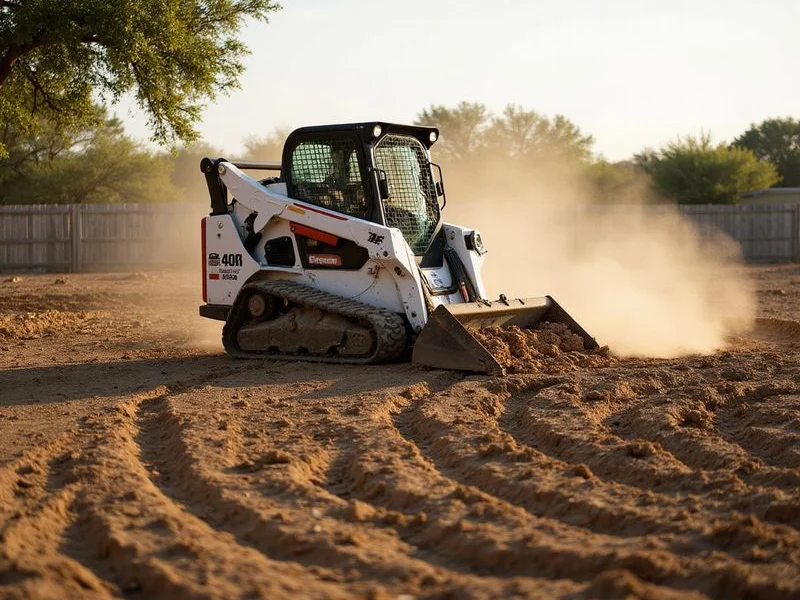 Site grading with equipment after yard clearing