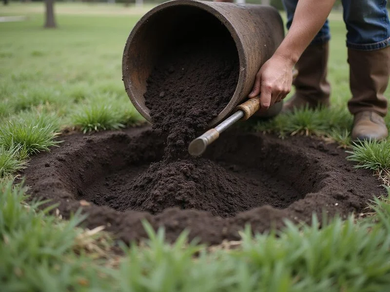 Topsoil backfilling after stump grinding